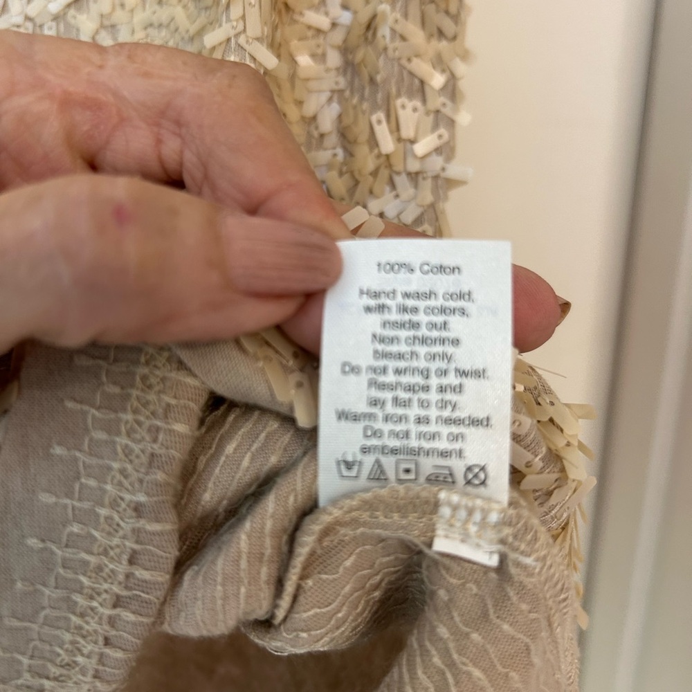 J. Crew rectangle sequin tank top, NWOT, cream and pale tan, pull over, Size Med - Picture 12 of 16